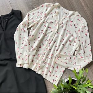 Loft Cardigan Cream Floral Print Medium New